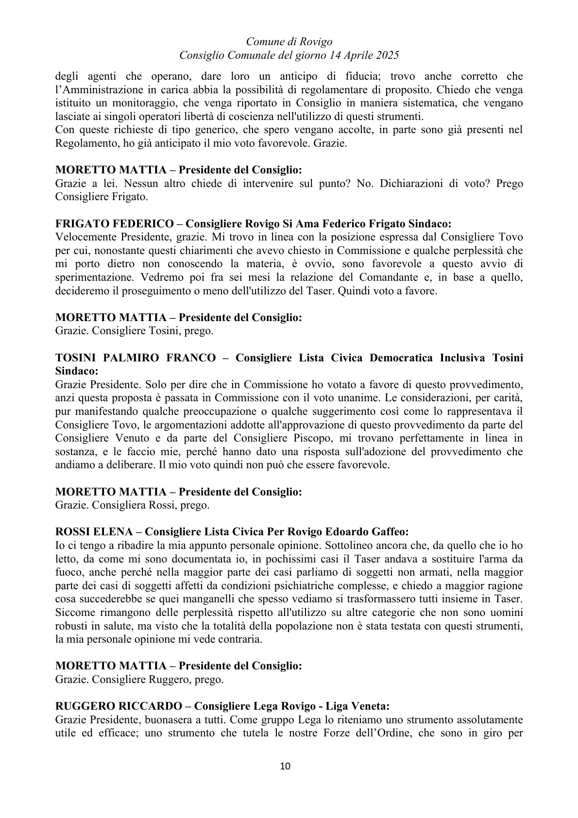Pagina 10 del verbale
