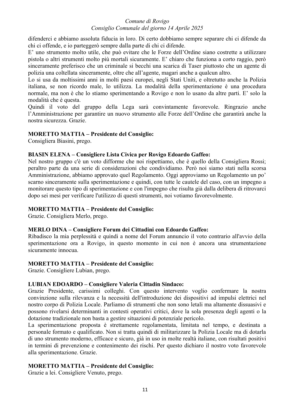 Pagina 11 del verbale