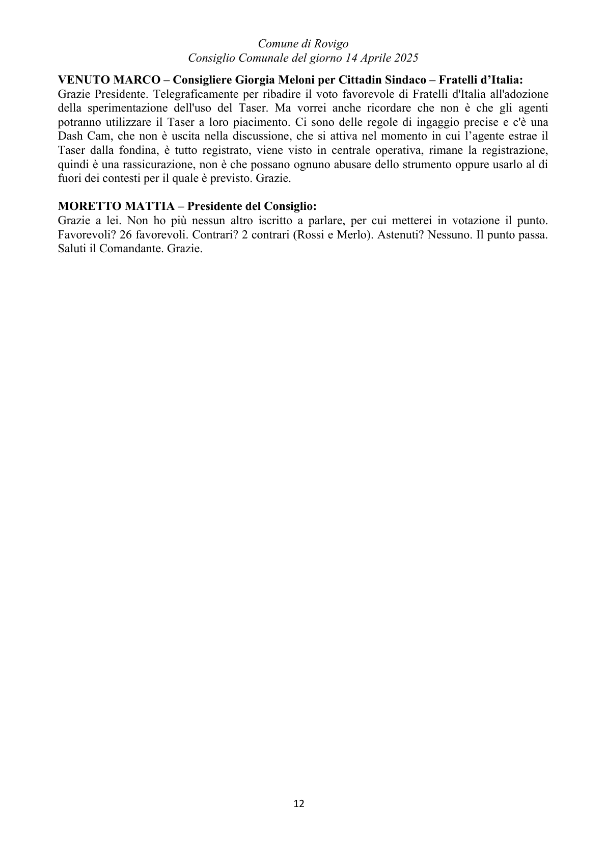 Pagina 12 del verbale