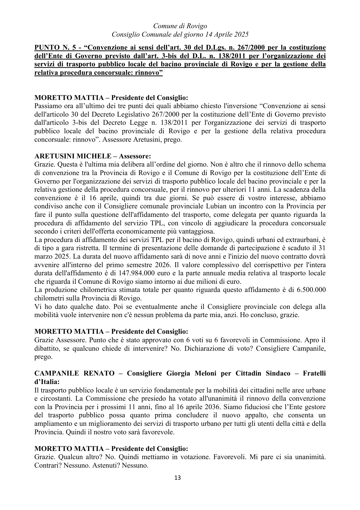 Pagina 13 del verbale