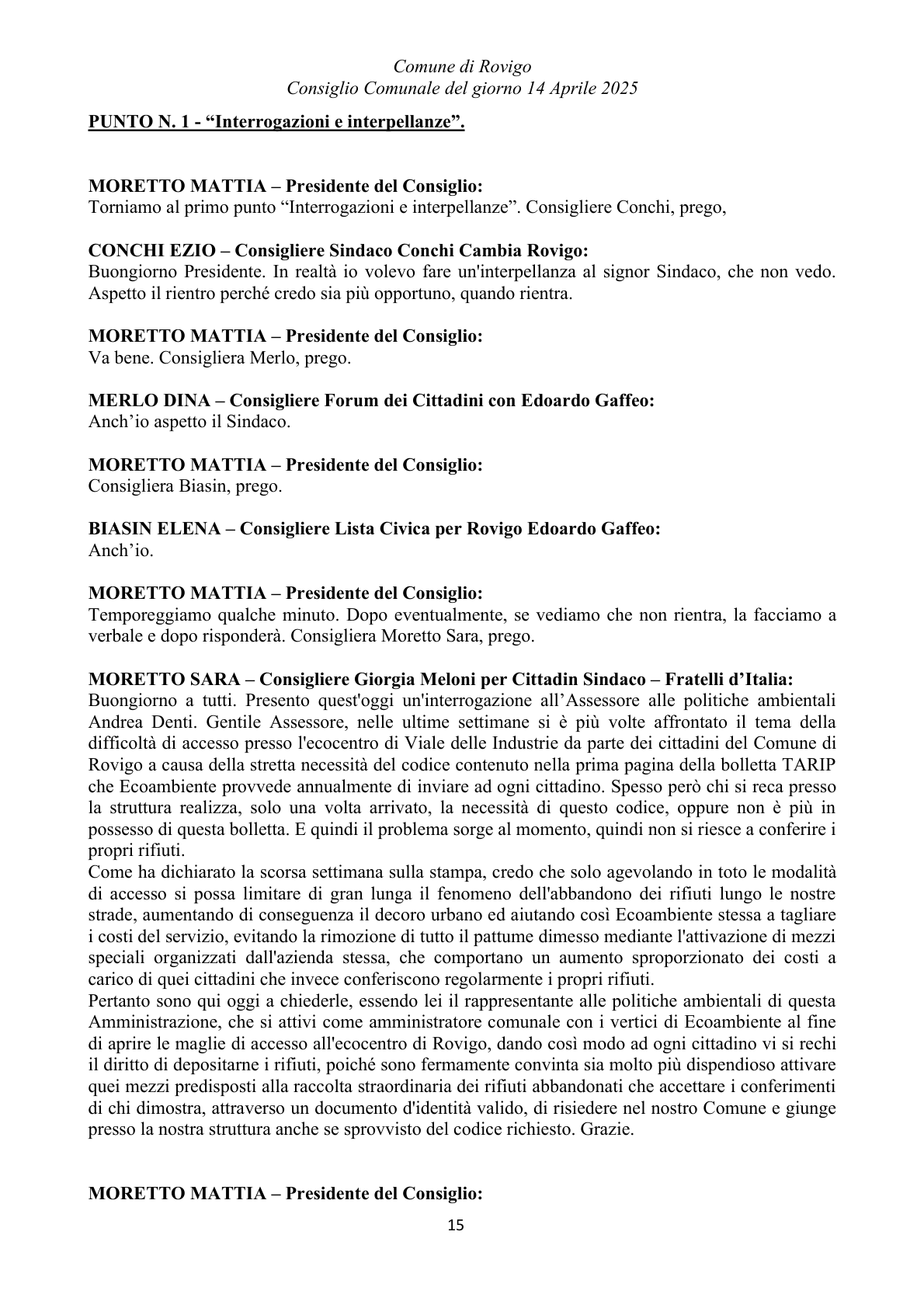 Pagina 15 del verbale