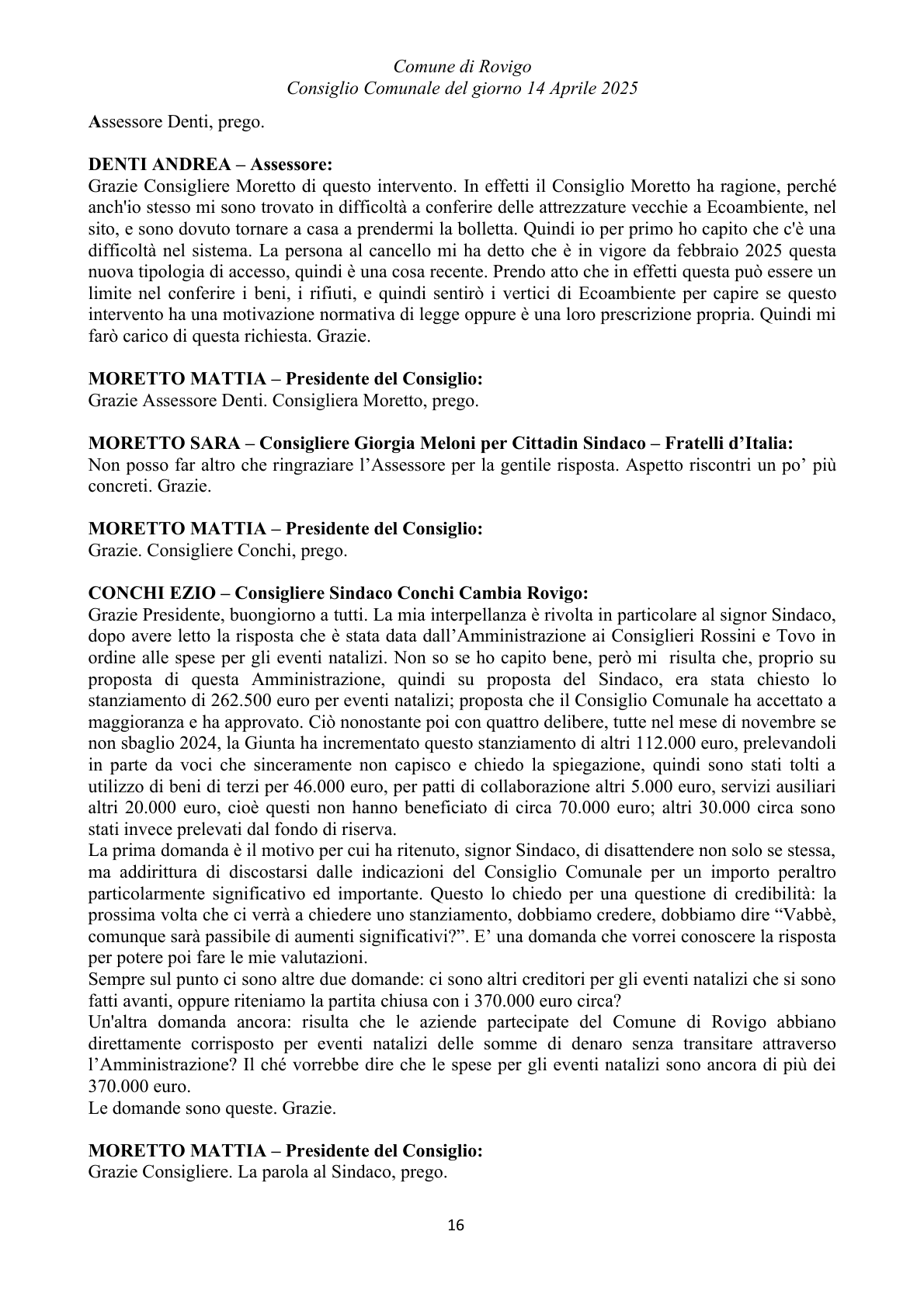 Pagina 16 del verbale