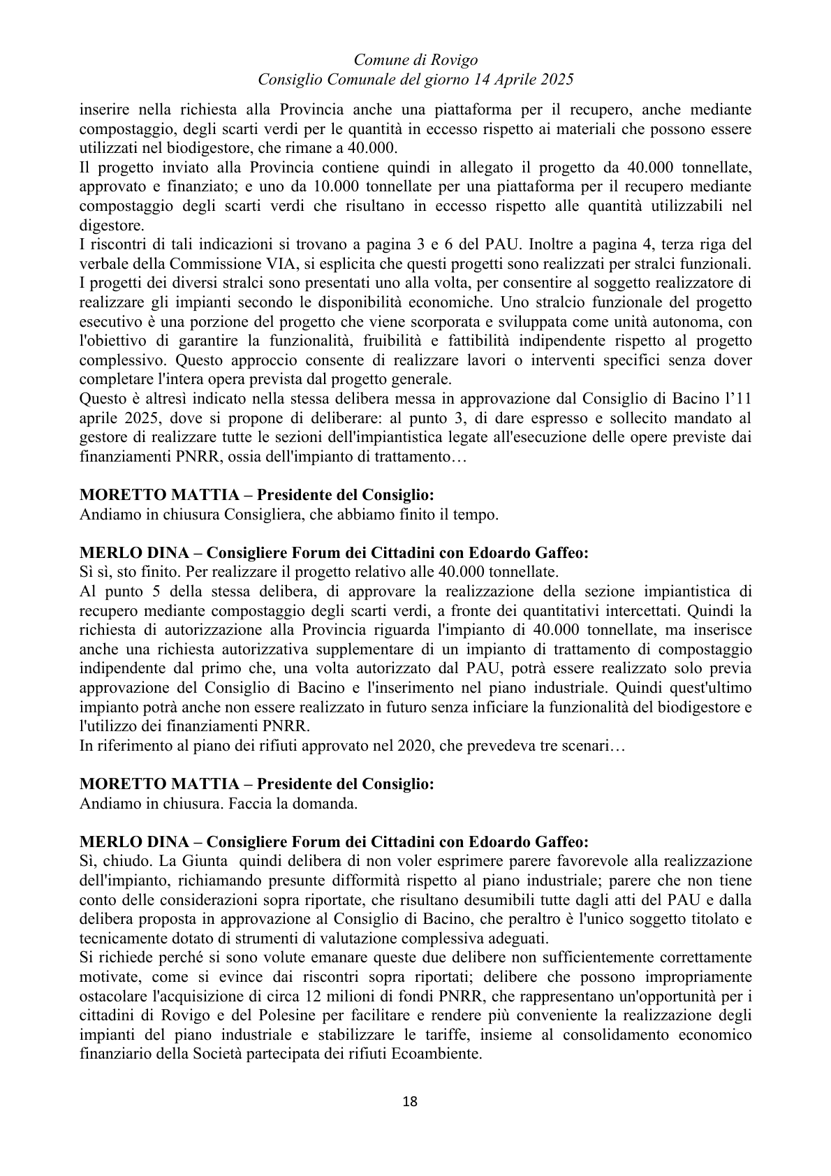 Pagina 18 del verbale