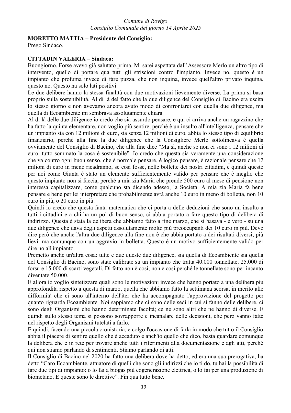 Pagina 19 del verbale