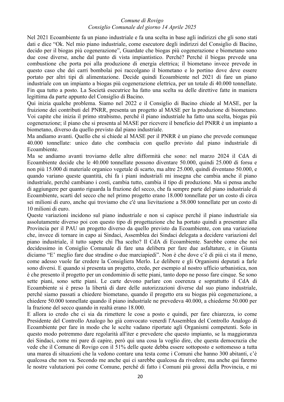 Pagina 20 del verbale