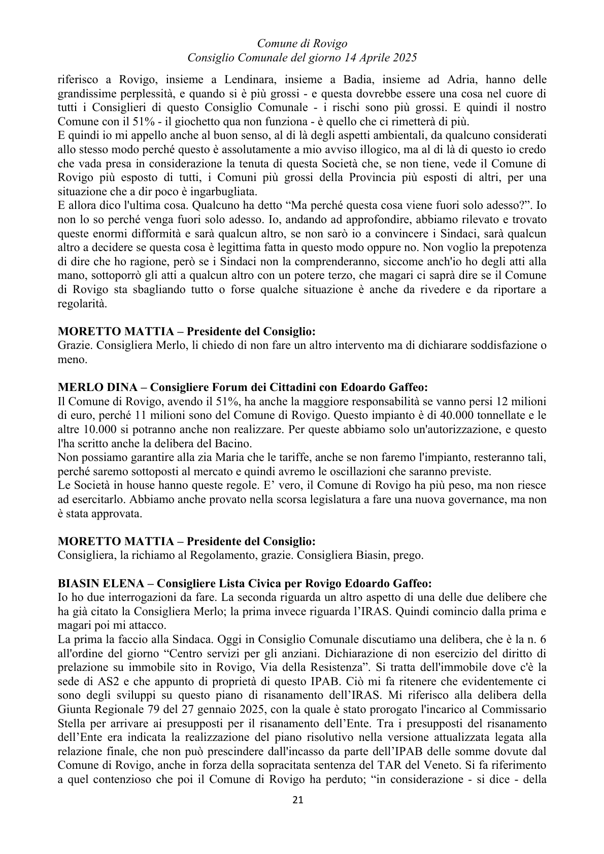 Pagina 21 del verbale