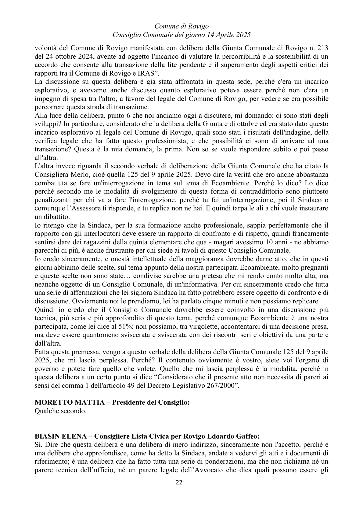 Pagina 22 del verbale
