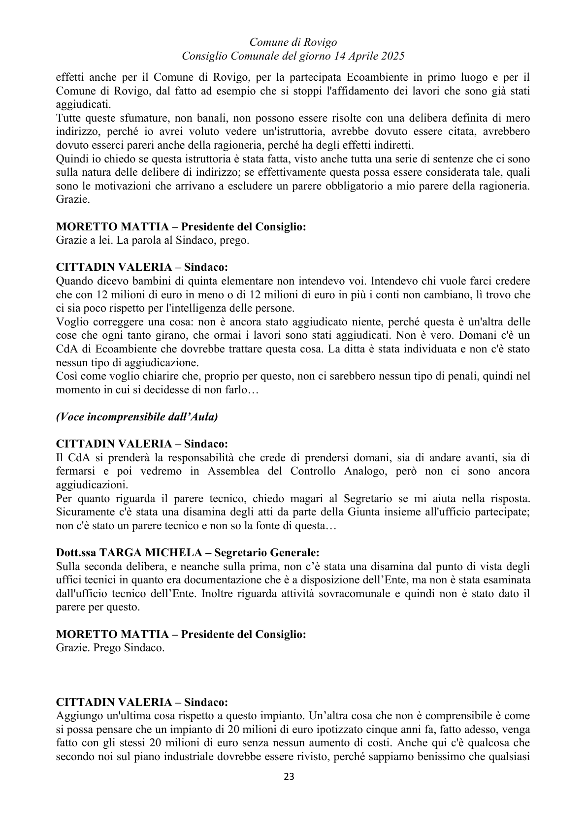 Pagina 23 del verbale