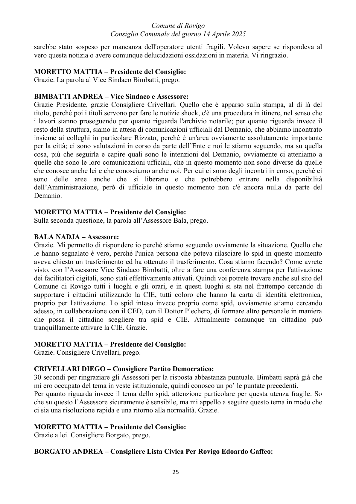 Pagina 25 del verbale