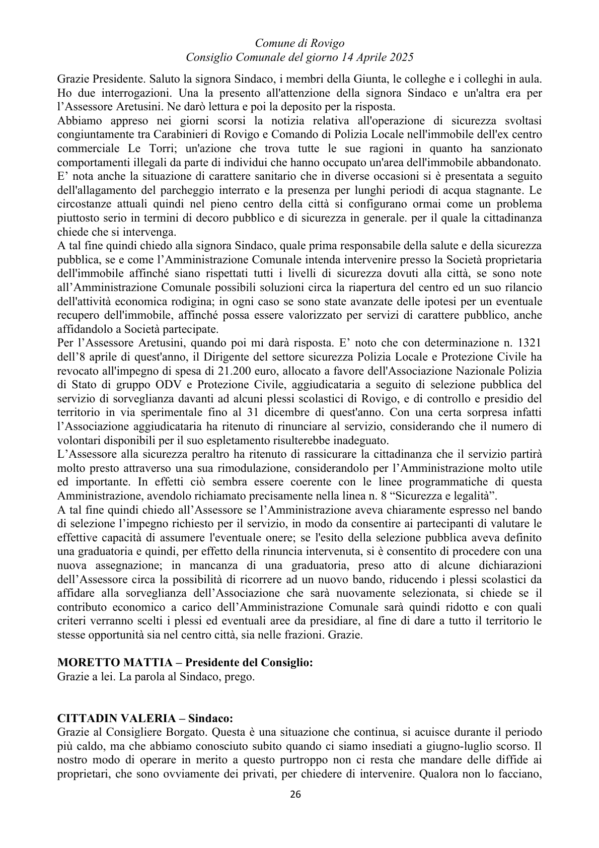 Pagina 26 del verbale
