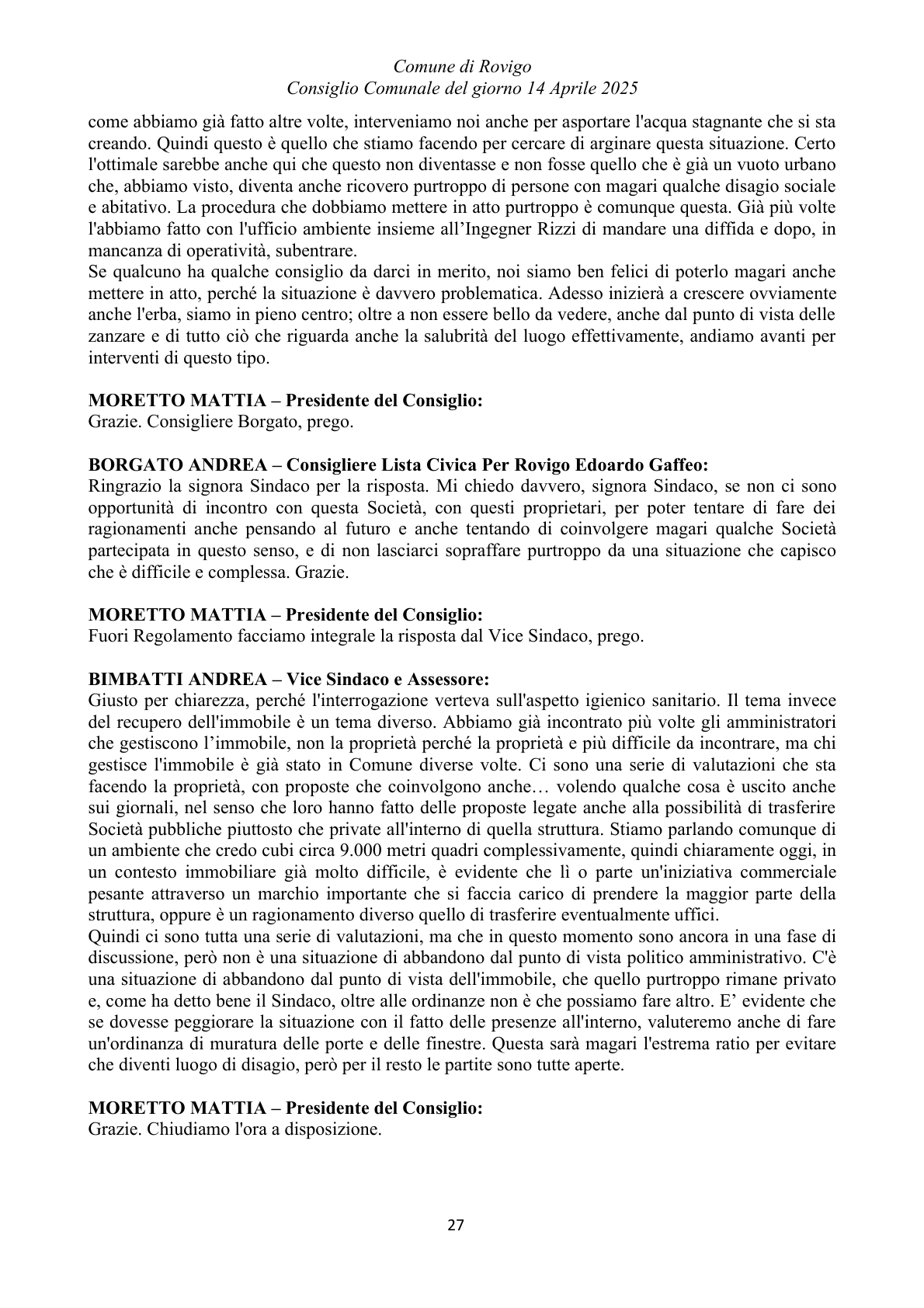 Pagina 27 del verbale