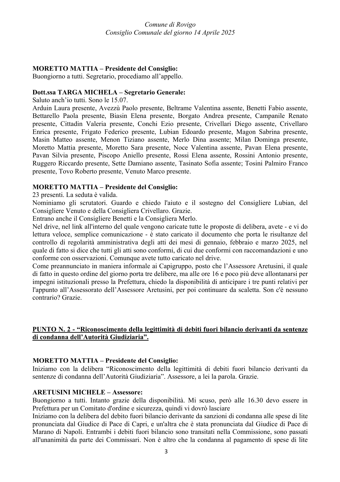 Pagina 3 del verbale