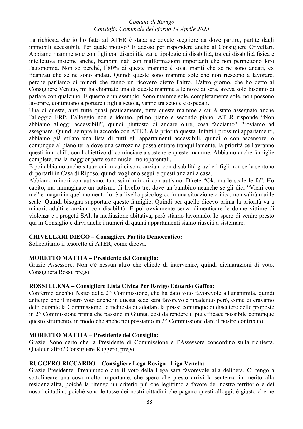 Pagina 33 del verbale