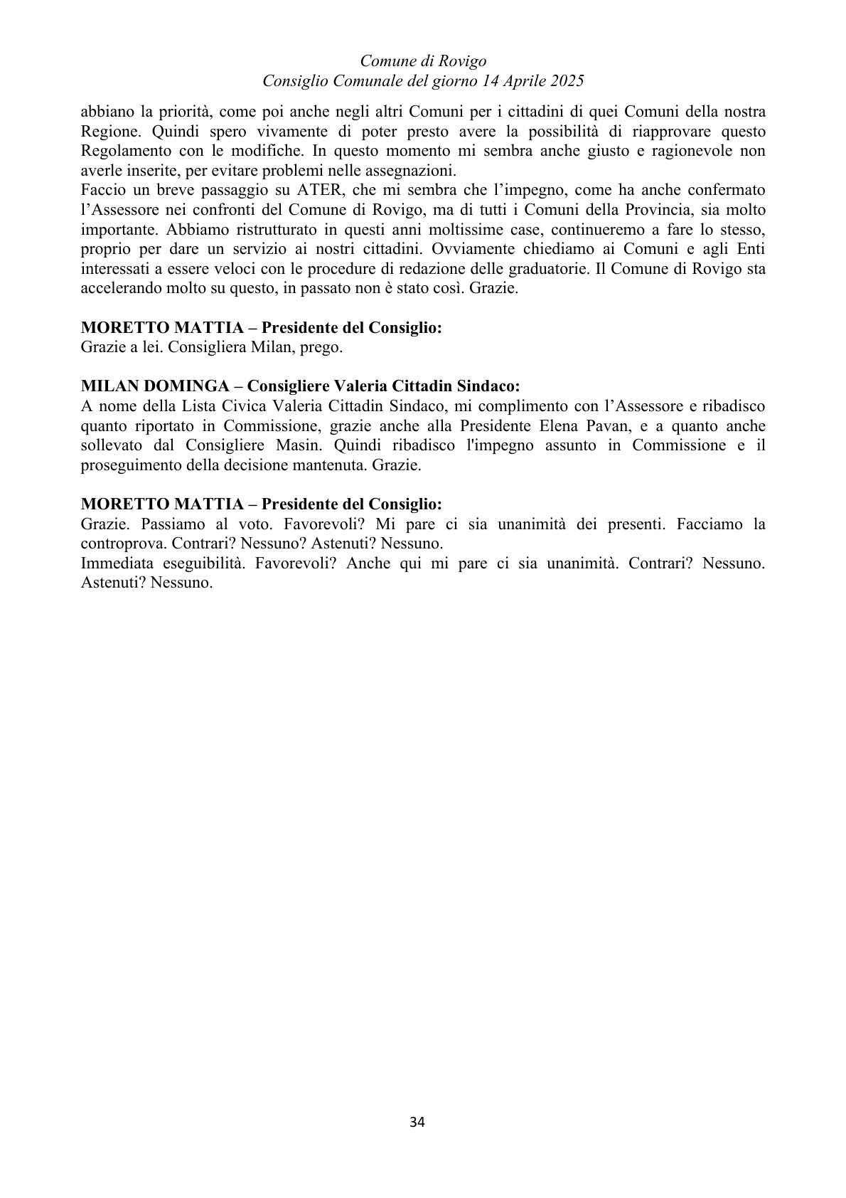 Pagina 34 del verbale