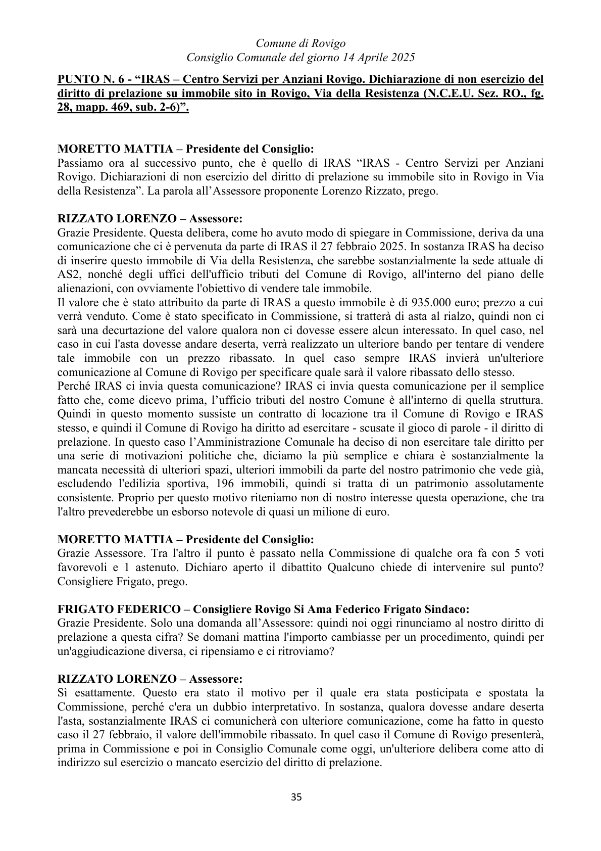 Pagina 35 del verbale