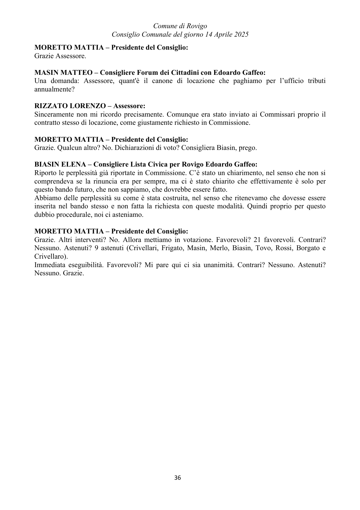 Pagina 36 del verbale