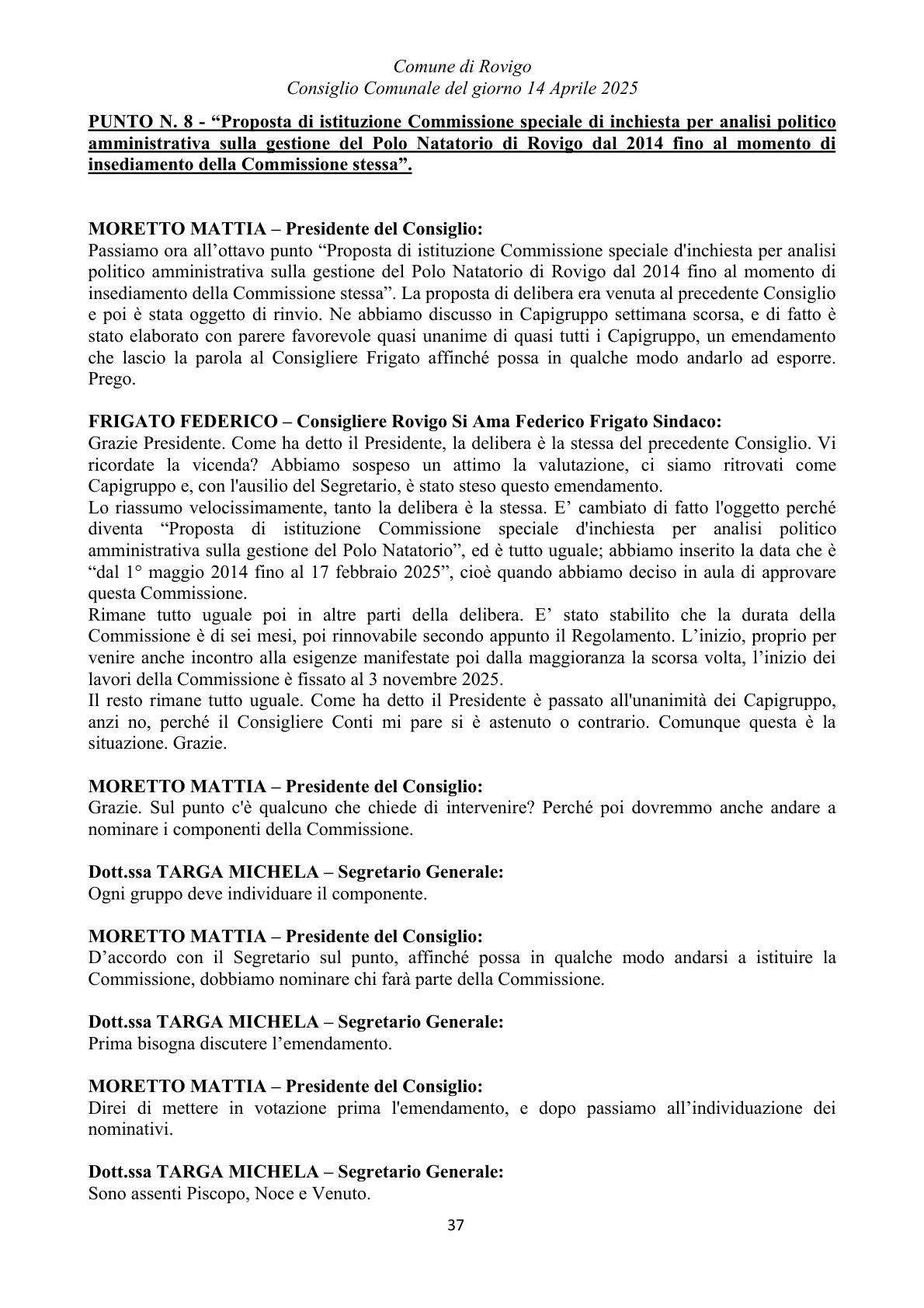Pagina 37 del verbale