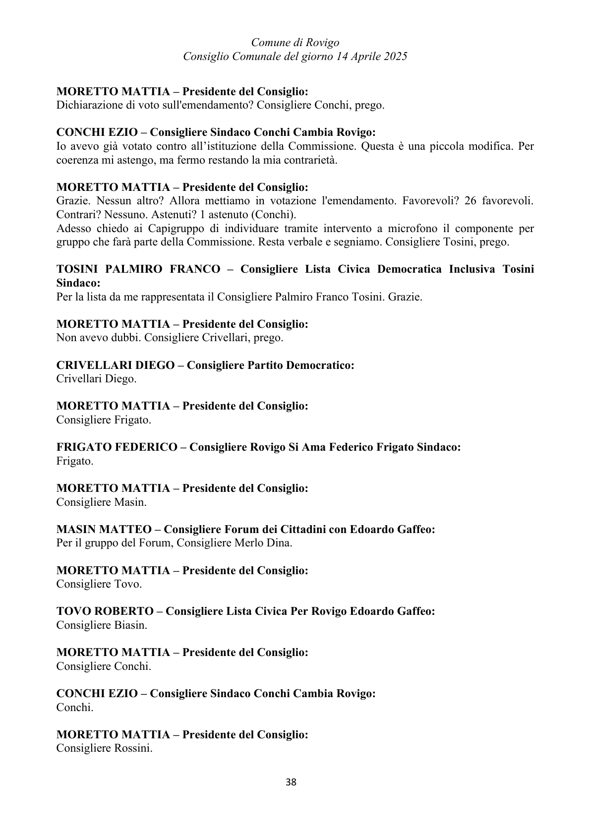 Pagina 38 del verbale