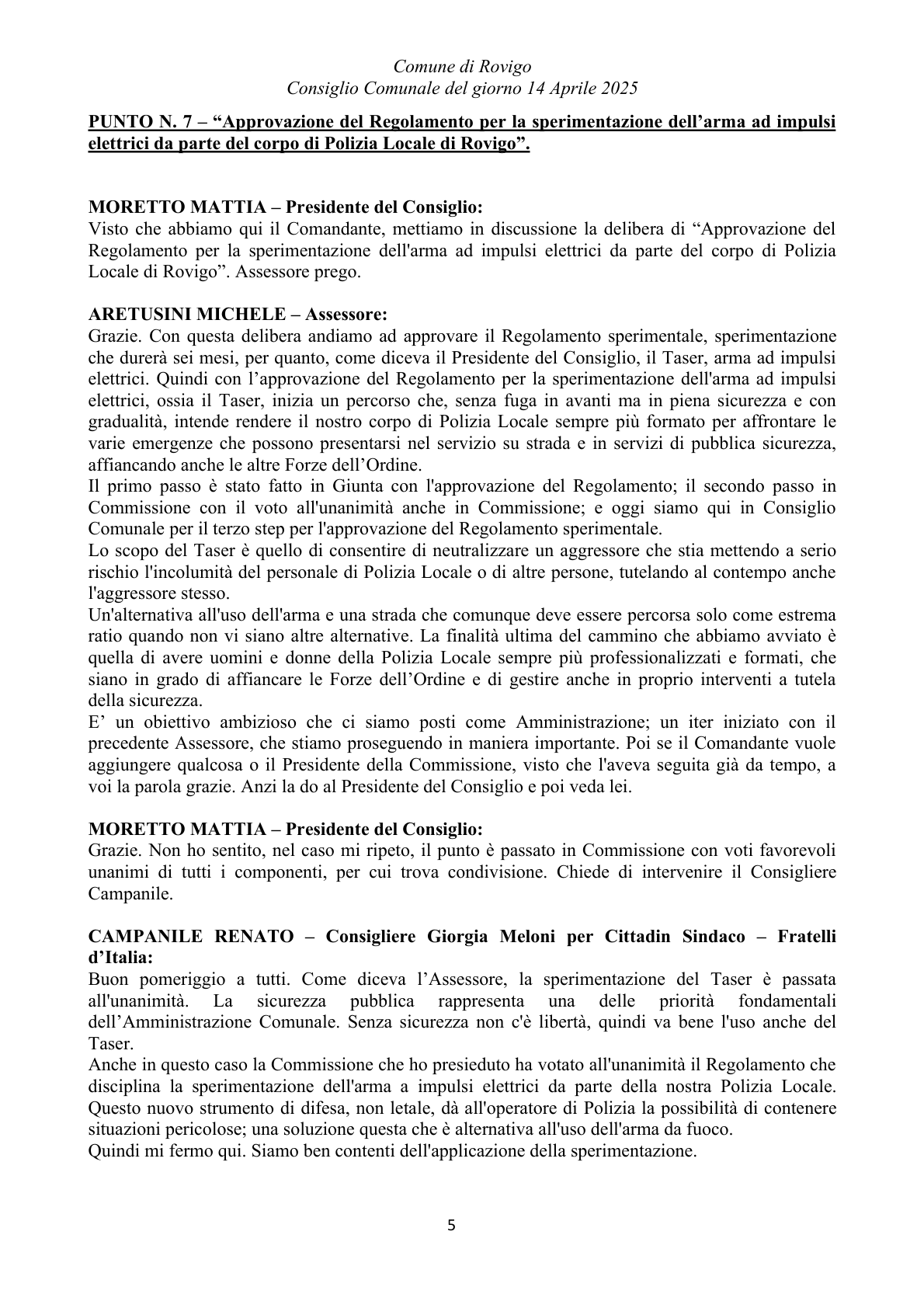 Pagina 5 del verbale