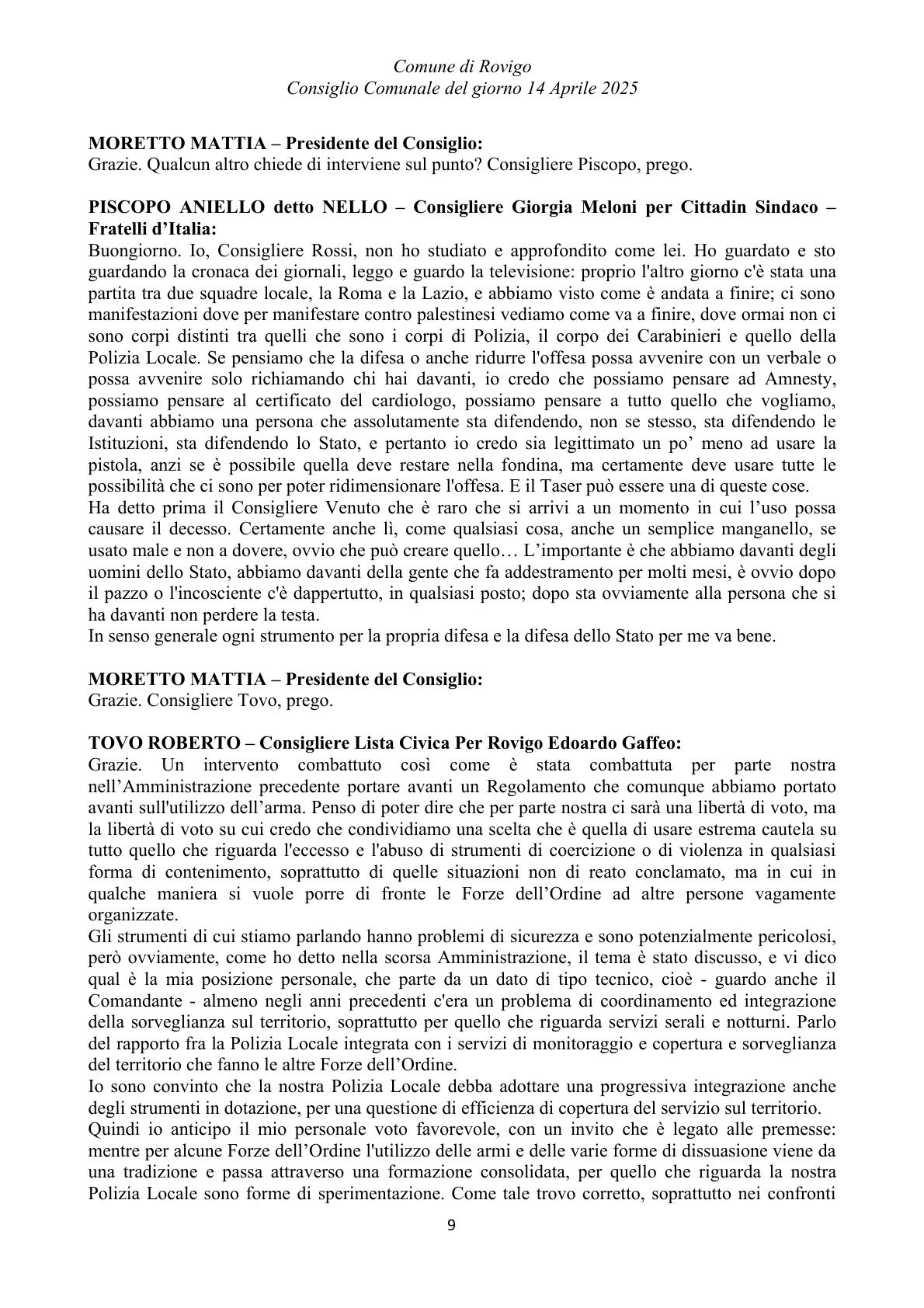 Pagina 9 del verbale