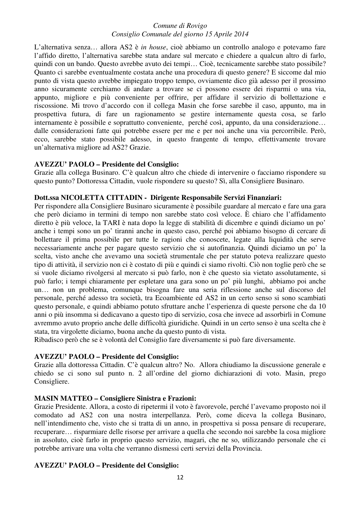 Pagina 12 del verbale