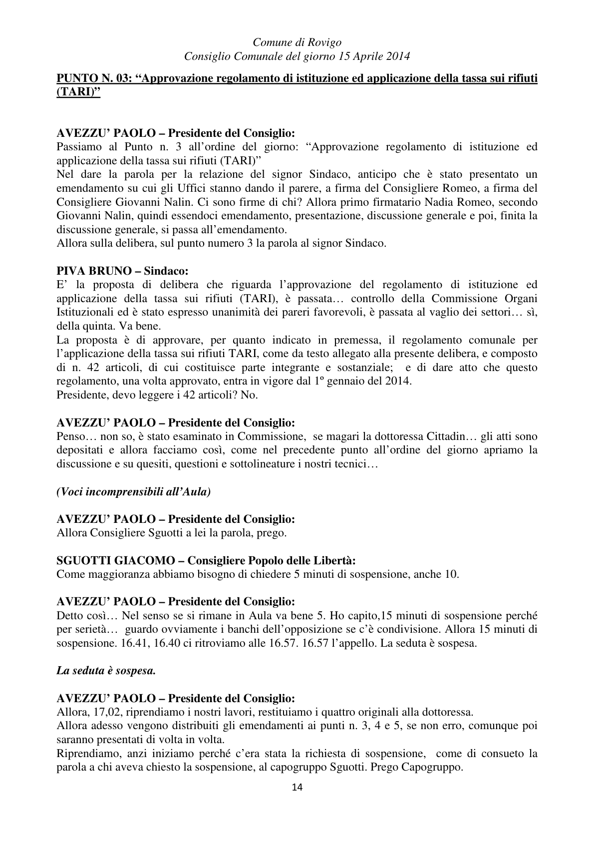 Pagina 14 del verbale