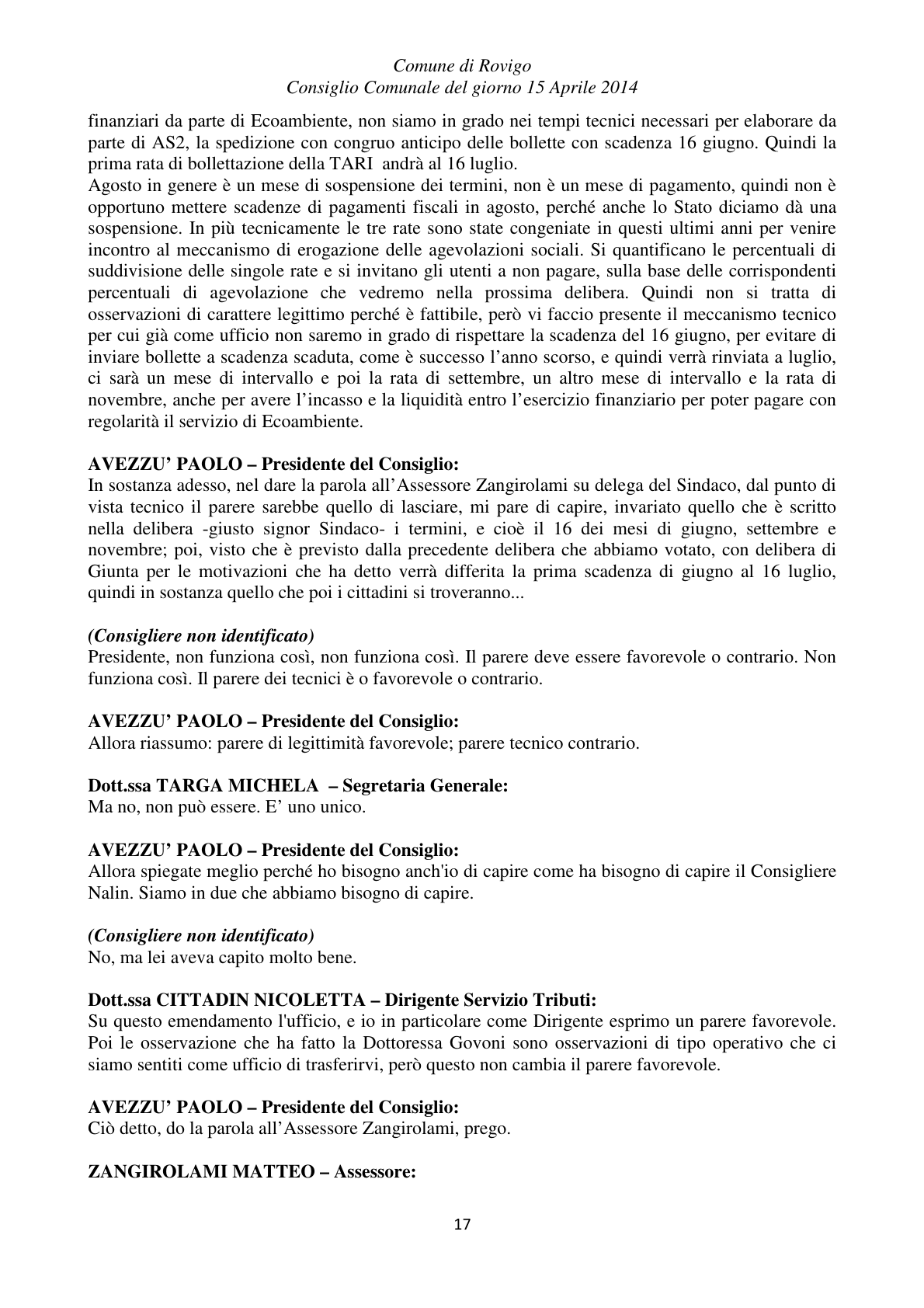 Pagina 17 del verbale