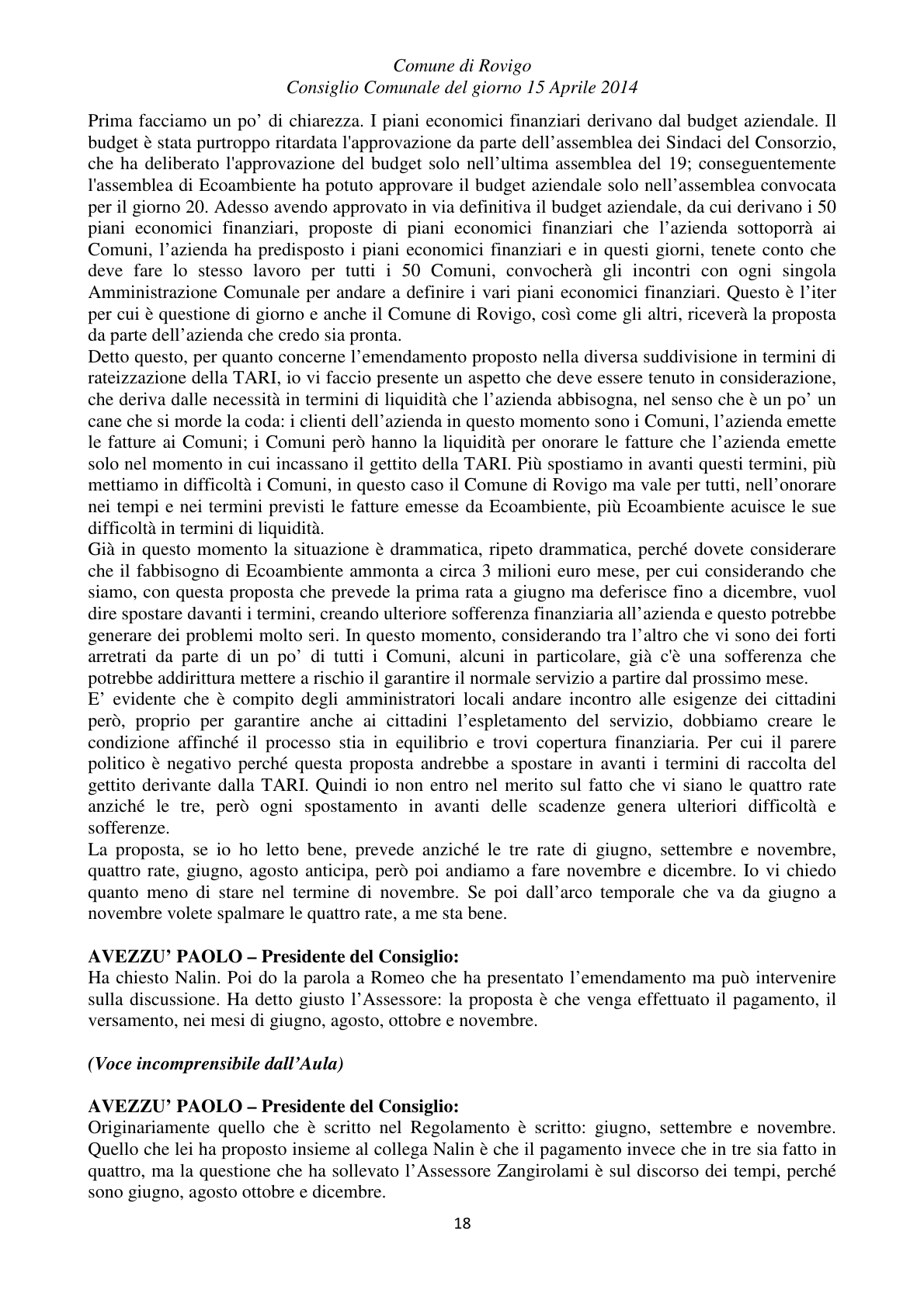 Pagina 18 del verbale