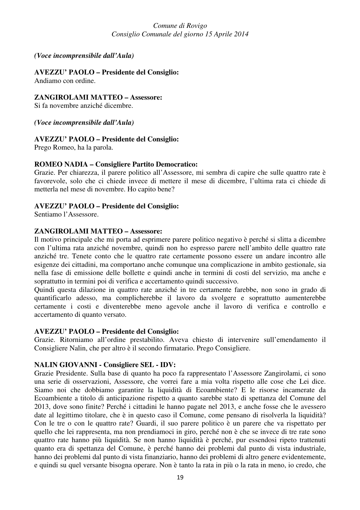Pagina 19 del verbale