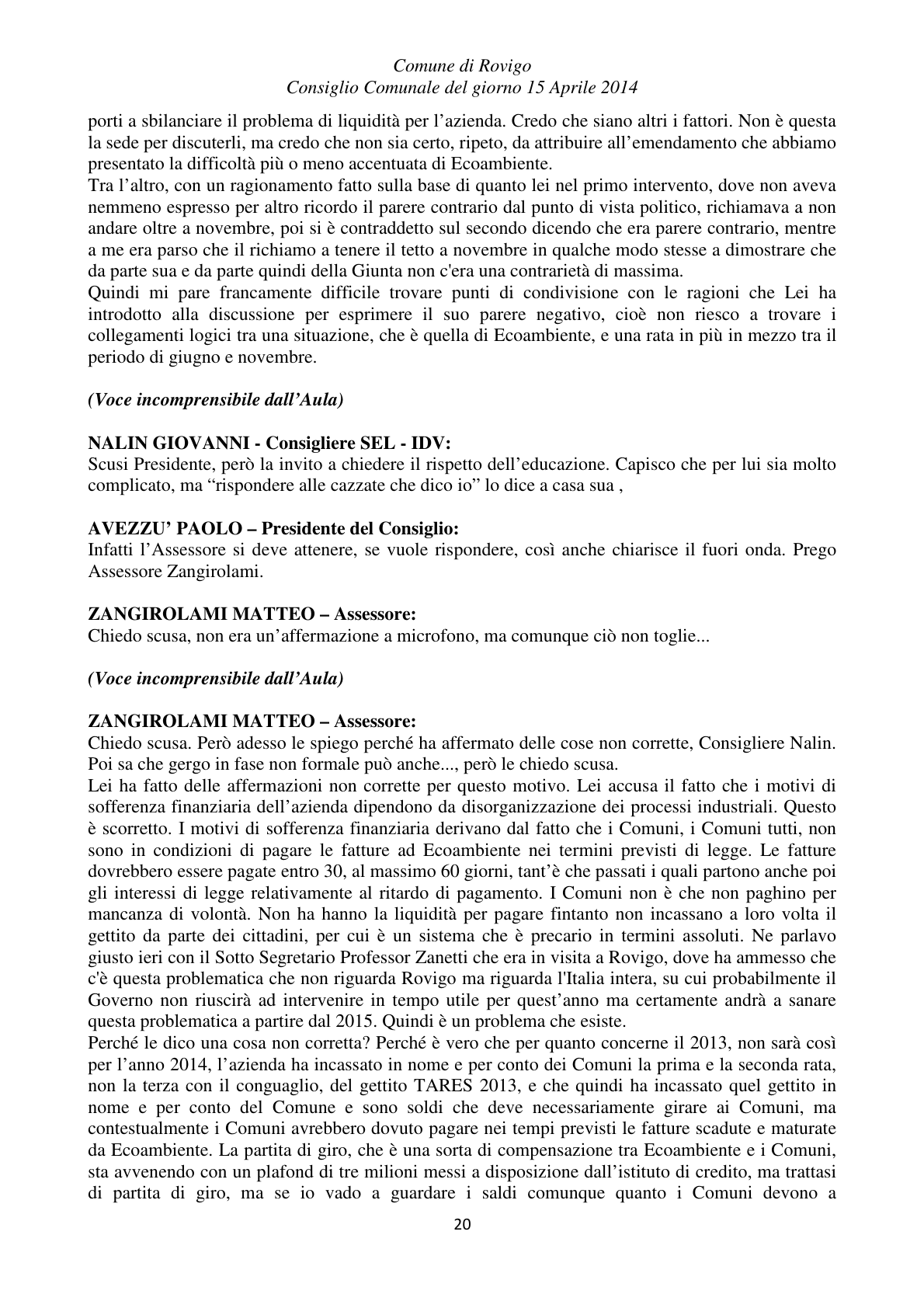 Pagina 20 del verbale