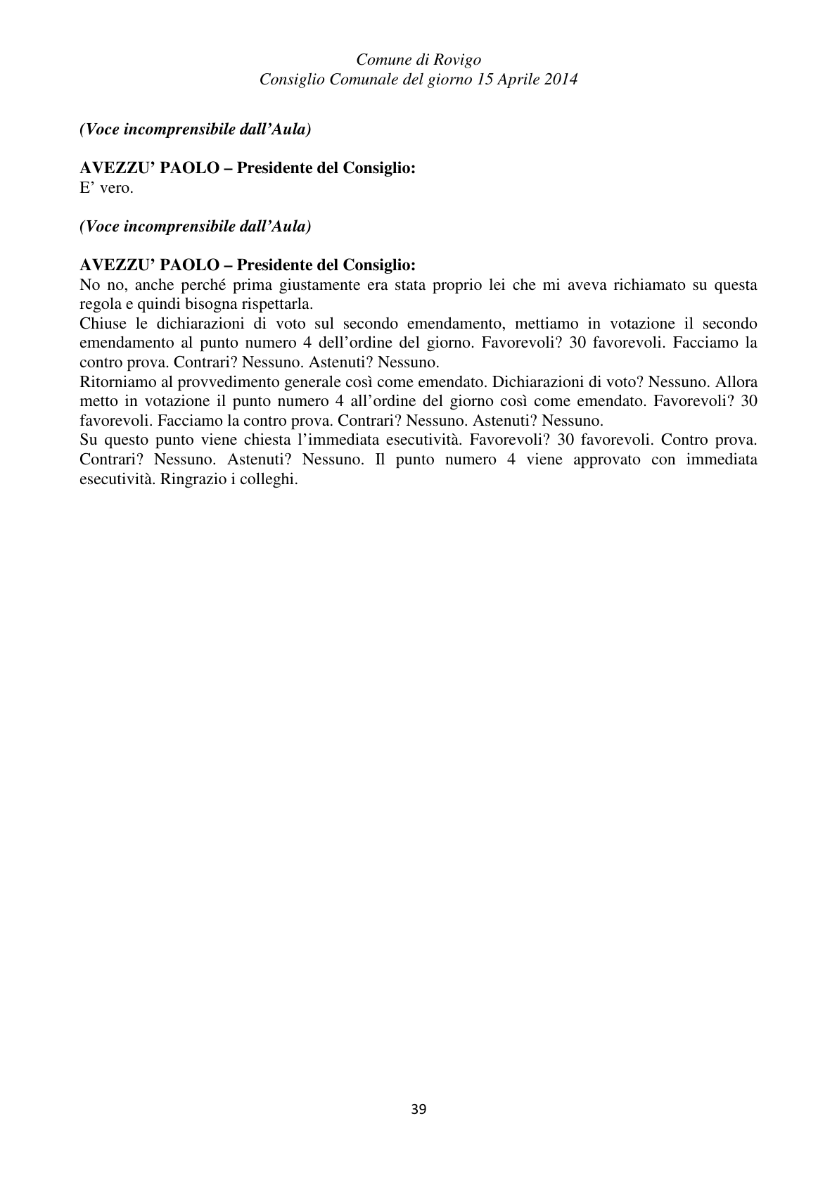 Pagina 39 del verbale