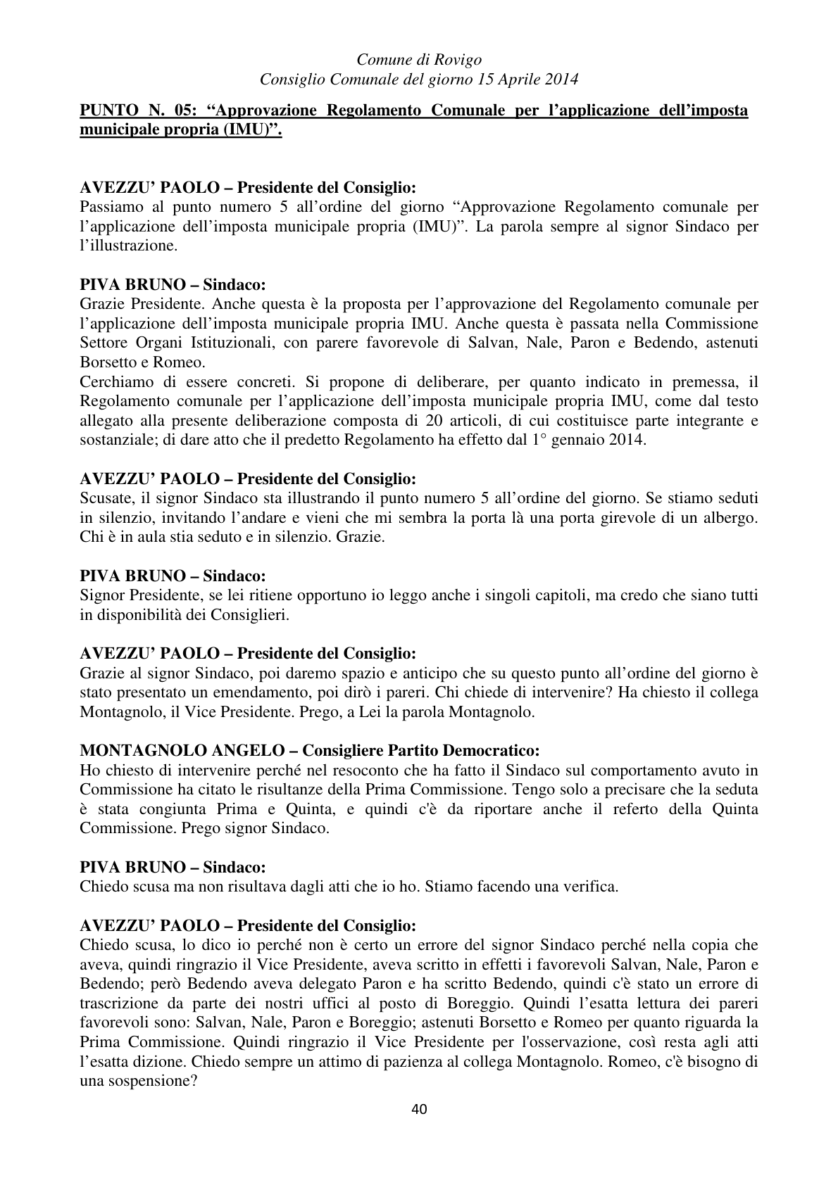 Pagina 40 del verbale