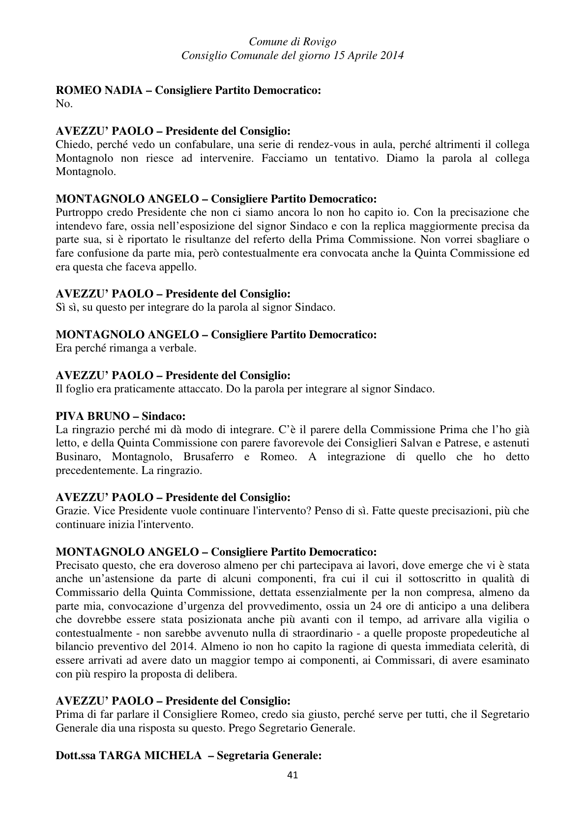 Pagina 41 del verbale