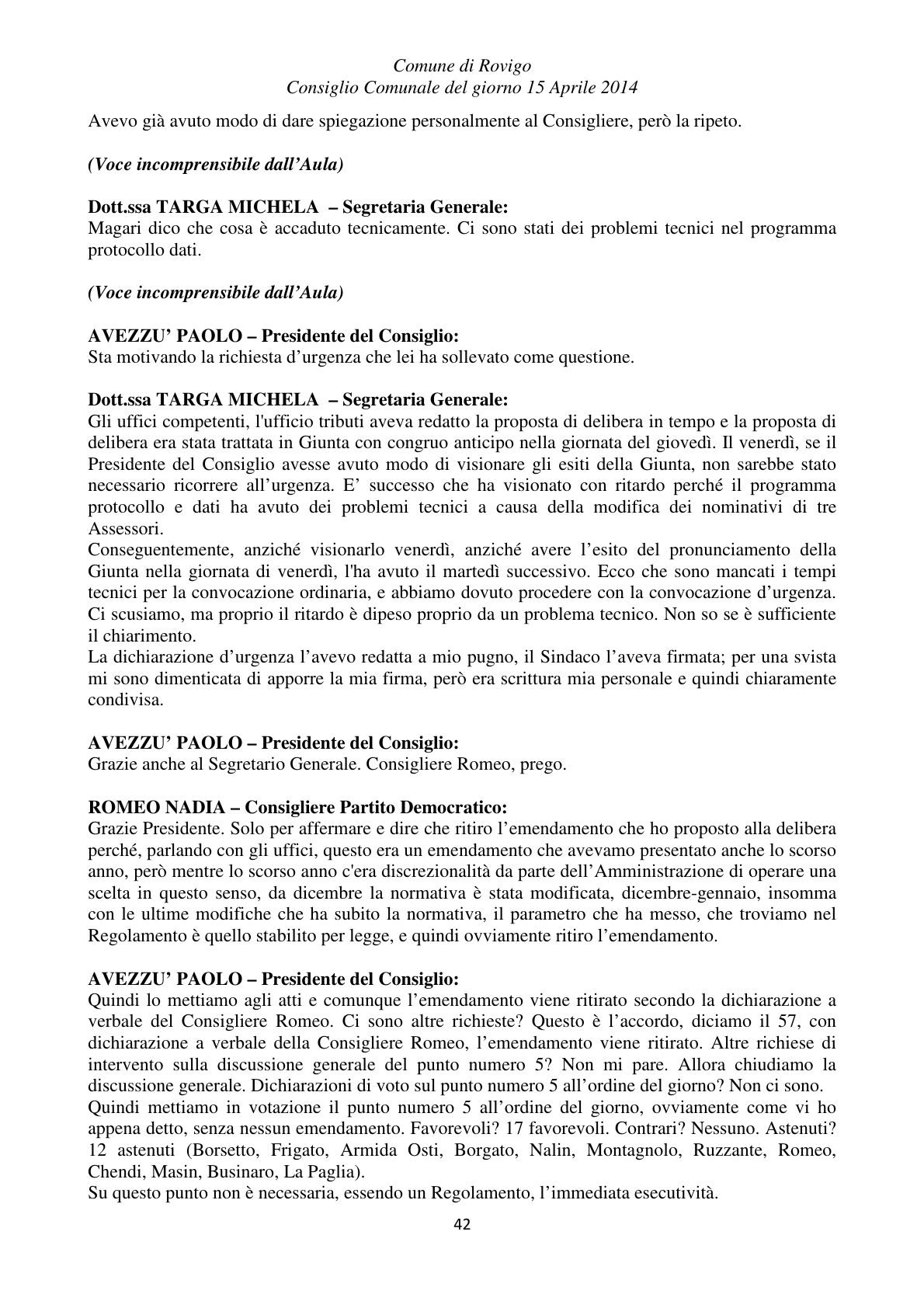 Pagina 42 del verbale