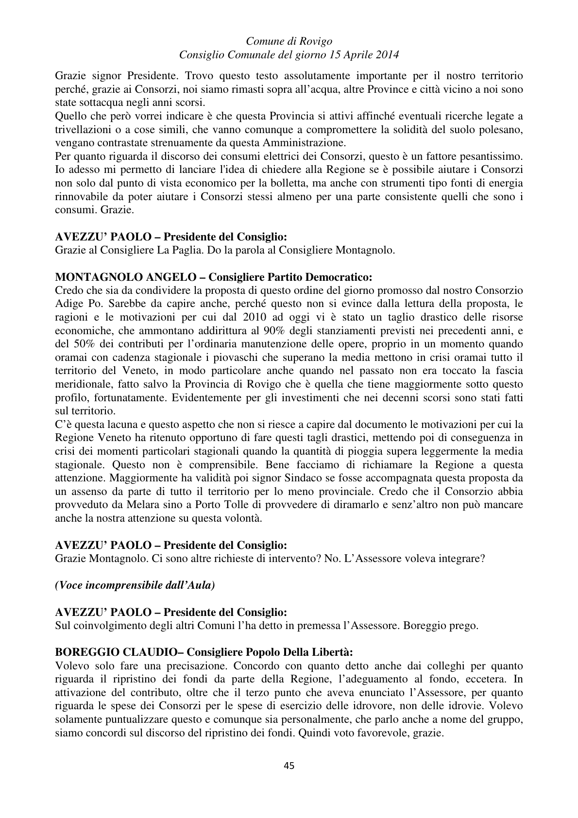 Pagina 45 del verbale
